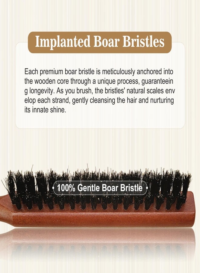 SUNBIRD Teasing Hair Brush 100% Natural Boar Bristle for Women Fine Thin Hair - Backcombing Volumizing Styling with Tail Comb Edge Control & Smoothing - Professional Salon Tools - Image 4